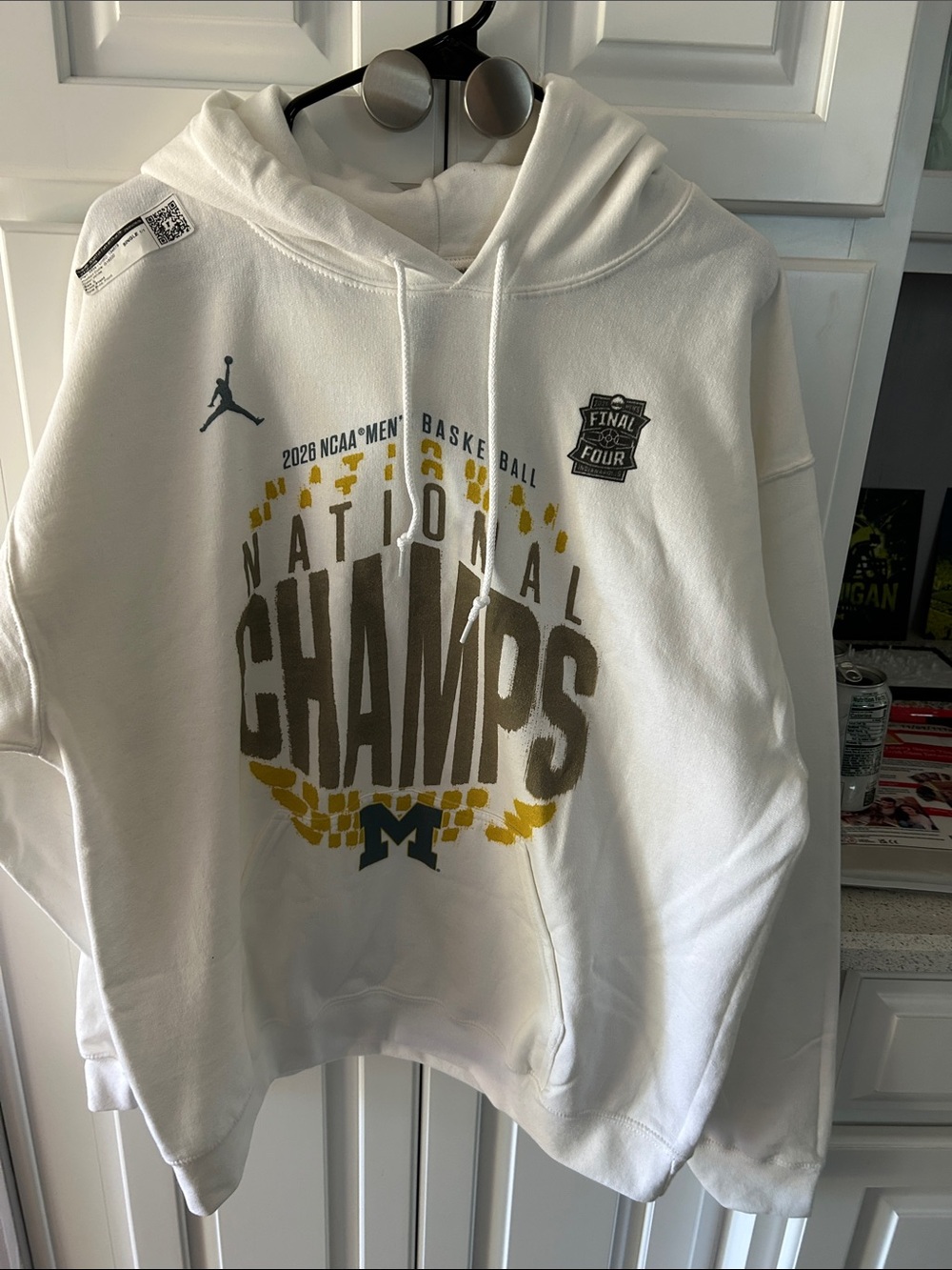 White Hoodie with Gold and Blue National Champs Hoodie